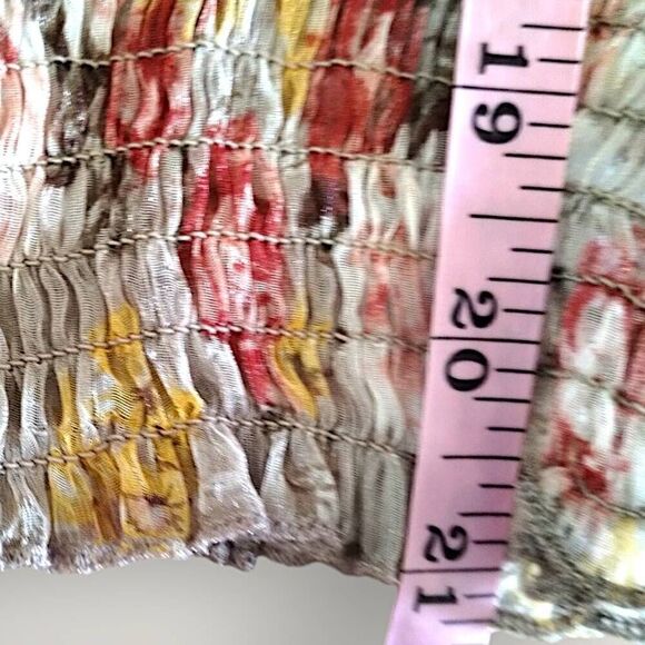L.I.F.E Womens Blouse Sz XL Sheer Floral Print Romantic Swiftie Elastic Coquette - Picture 10 of 13